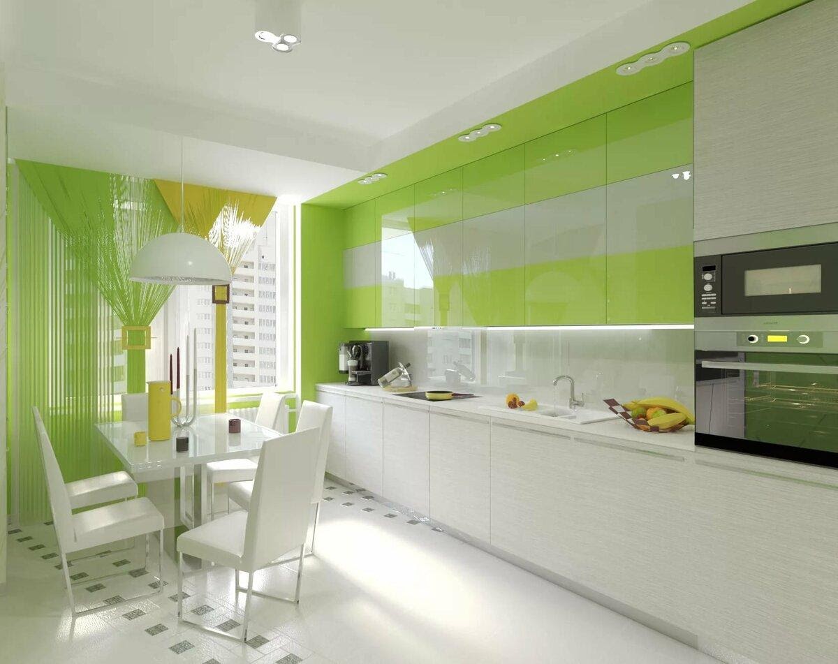 Дизайн Бело Зеленой Кухни