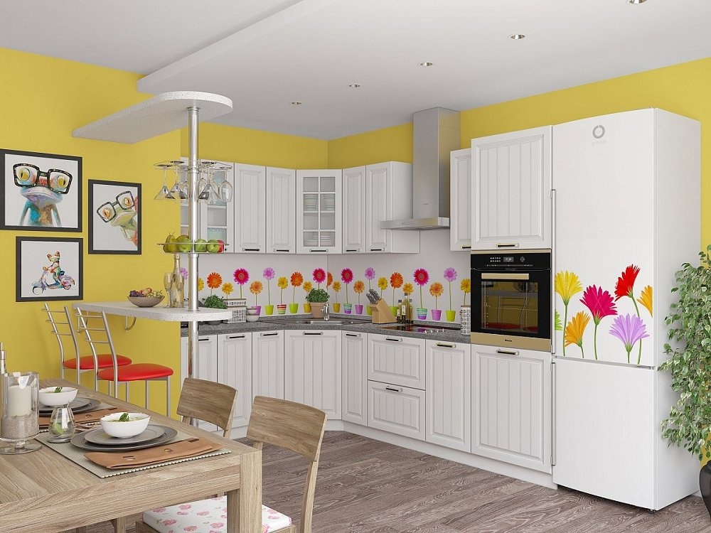 Угловая кухня Прага-03 Белое дерево