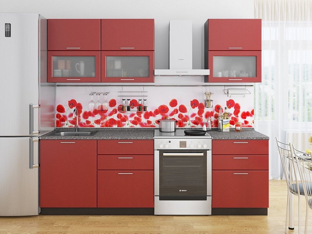 Прямая кухня Валерия-М-01 Гранатовый металлик