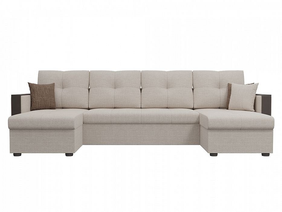 Диван п-образный Валенсия Рогожка Бежевый