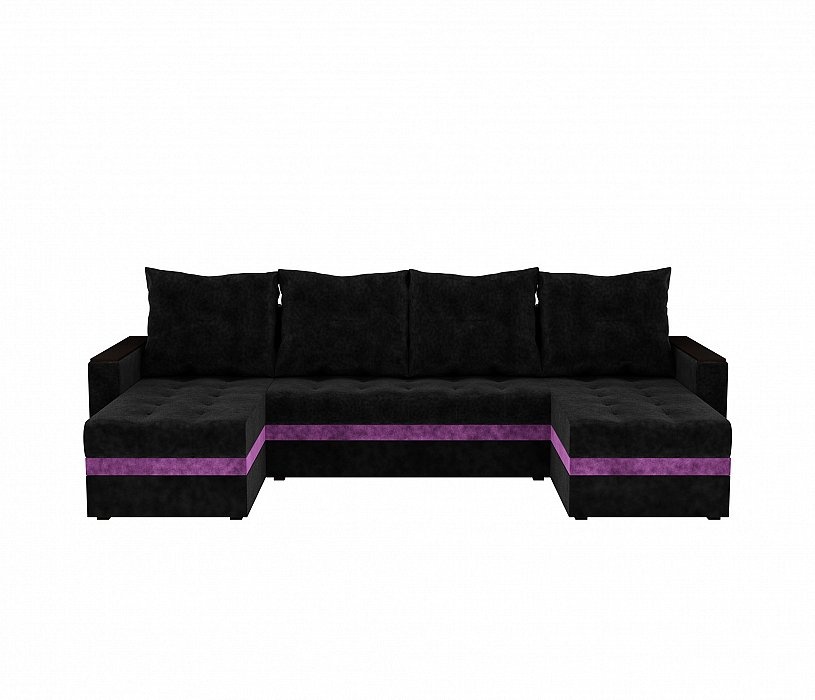 Диван п-образный Атланта Микровельвет Черный