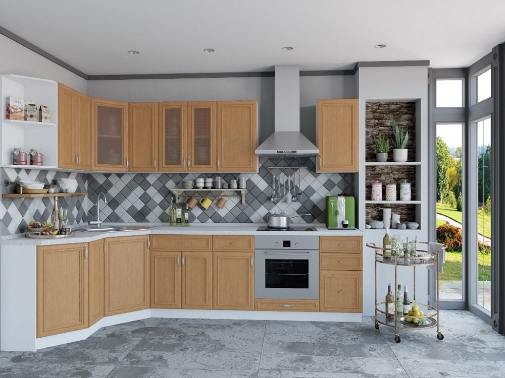 Угловая кухня Шале-03 Real Oak