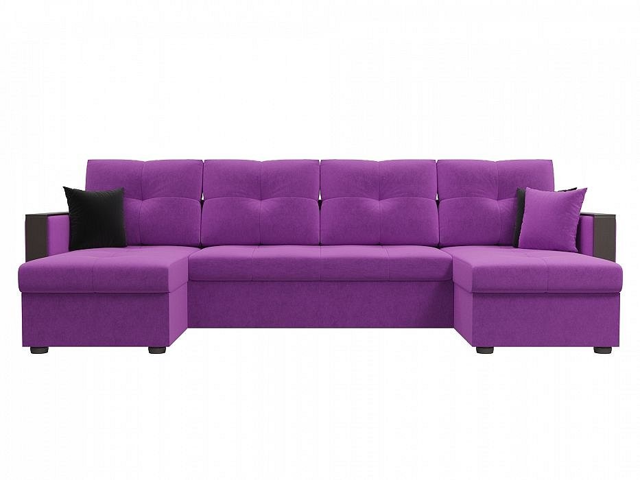 Диван п-образный Валенсия Микровельвет Фиолетовый