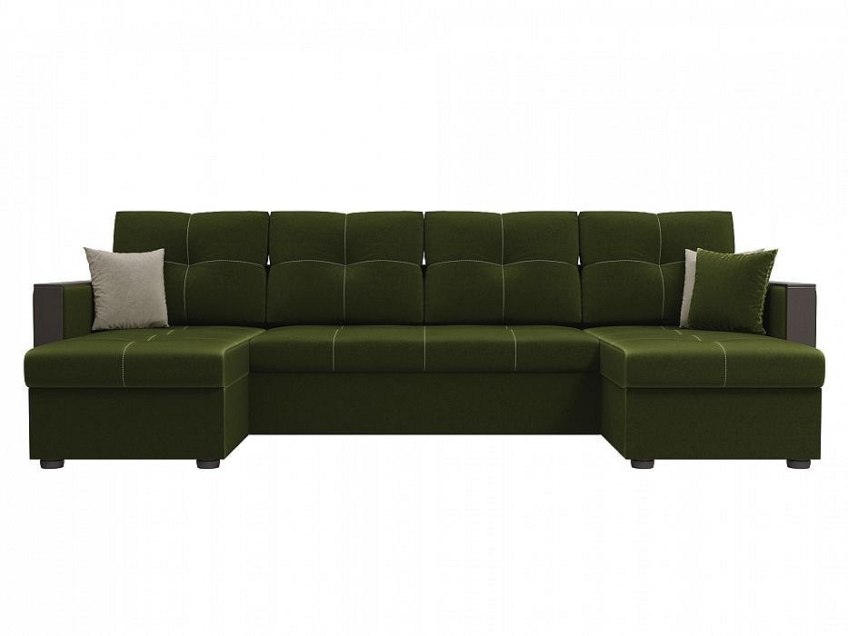 Диван п-образный Валенсия Микровельвет Зеленый