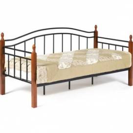 Кровать tetchair landler wood slat base, дерево гевея металл, 90x200 day bed , красный дуб черный
