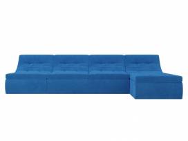 Угловой модульный диван холидей велюр голубой