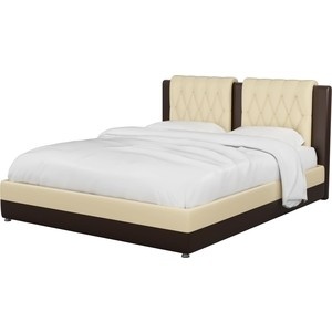 Интерьерная кровать артмебель камилла эко-кожа бежево-коричневый