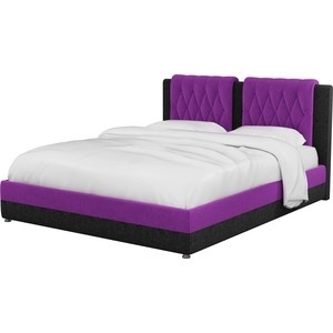 Интерьерная кровать артмебель камилла микровельвет фиолетово-черный