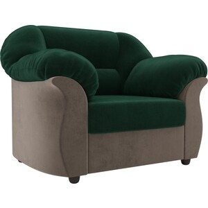 Кресло лига диванов карнелла велюр зеленый коричневый