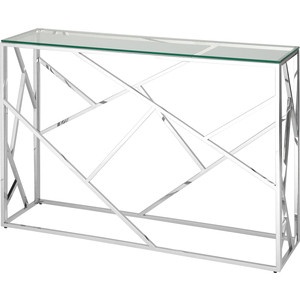 Консоль stool group арт деко прозрачное стекло сталь серебро ecst-015 115x30