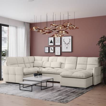 Модульный угловой диван сидней с оттоманкой и креслом
