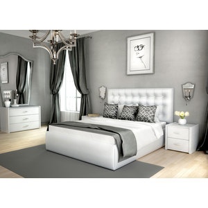 Кровать lonax аврора с основанием экокожа albert white 160x190 см