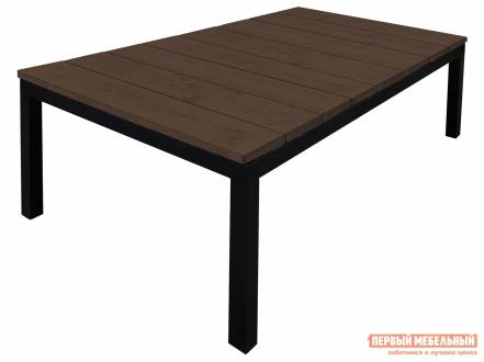 Садовый стол ректан коричневый, дерево черный, металл