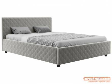 Двуспальная кровать франк пм серый, велюр, 140х200 см