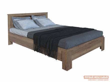 Двуспальная кровать гарда дуб галифакс табак, 180х200 см, с основанием, с подъемным механизмом
