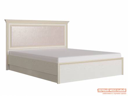 Двуспальная кровать венето 160х200 см, дуб молочный кожа перламутр, с подъемным механизмом