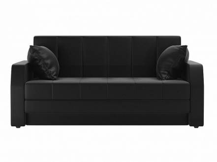 Прямой диван малютка экокожа черный