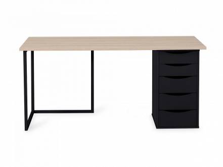 Письменный стол с тумбой board ogogo черный 120x74x50 см. фото