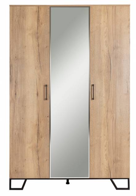 Шкаф трехстворчатый с зеркалом loft r-home бежевый 150x230x60 см.