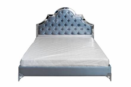 Кровать с зеркальными вставками garda decor голубой 187x150x205 см.