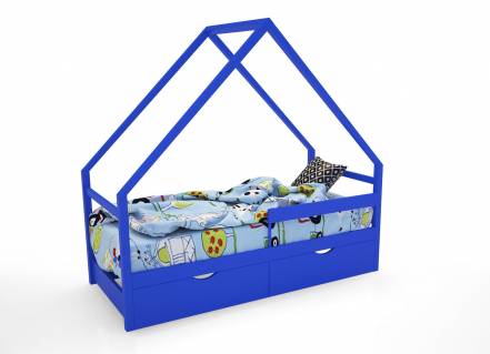 Кровать-домик scandi без доп.опций magic cars синий 76x142x165 см. фото