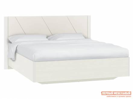 Двуспальная кровать суммит пм меренга белый текстурный марика 124, экокожа, 180х200 см