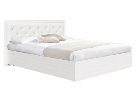 Двуспальная кровать прованс ясень анкор светлый белый, экокожа, без подъемного механизма