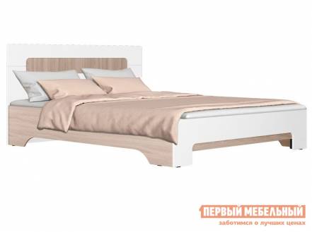 Двуспальная кровать палермо с ясень шимо светлый белый глянец, 160х200 см, с основанием