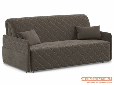 Прямой диван тино коричневый, велюр, 180х200 см, независимый пружинный блок, без ящика