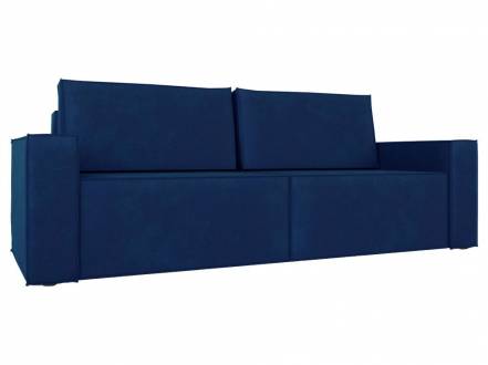Прямой диван лофт синий, велюр