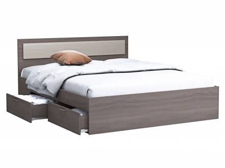 Двуспальная кровать жаклин ясень шимо темный ясень шимо светлый, 160х200 см, с основанием настил