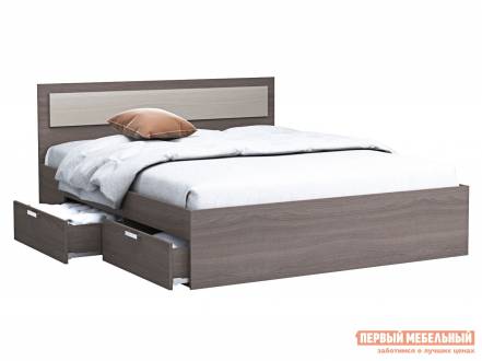 Односпальная кровать кровать жаклин с ящиками ясень шимо темный ясень шимо светлый, 900 х 2000 мм