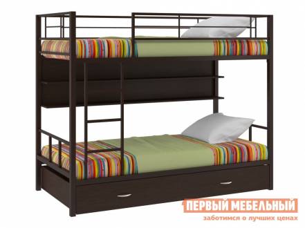 Двухъярусная кровать севилья-2 коричневый венге, с полкой и ящиком