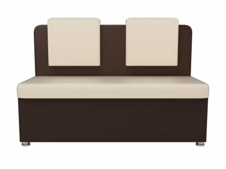 Кухонный прямой диван 2-х местный маккон экокожа бежевый коричневый