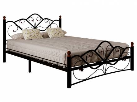Двуспальная кровать веста черный металл, 160х200 см