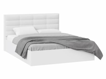 Двуспальная кровать агата белый белый, кожзам, с подъемным механизмом