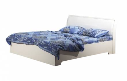 Кровать мона 06 с настилом мдф кожзам, 1600х2000 мм, вудлайн кремовый, аруша венге кожзам гл. крокодил белый