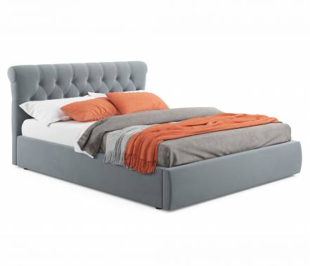 Кровать амели интерьерная дсп, велюр, 1400х2000 мм, серый велюр , серый велюр , 1560 фото