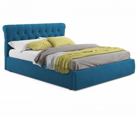 Кровать амели интерьерная дсп, велюр, 1600х2000 мм, синий велюр , синий велюр , 1760 фото