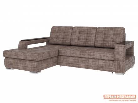 Угловой диван виктория люкс угловой коричневый металлик, велюр, левый