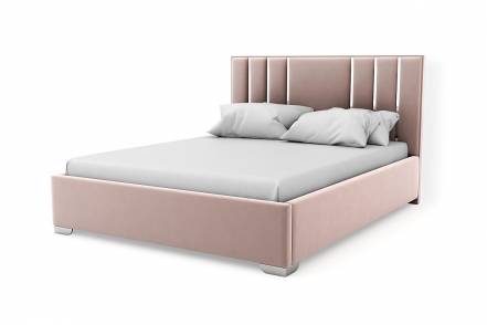 Кровать бавария металлическое основание велюр, 1200х2000 мм, seven 104, розовый велюр с104, 1320