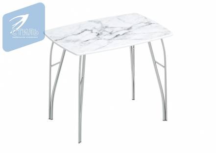Обеденный стол мк стиль 7 мдф, металл, белый мрамор фотопечать