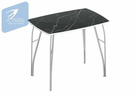 Обеденный стол мк стиль 7 мдф, металл, черный мрамор фотопечать
