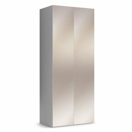 Шкаф марсель 900 с зеркальными фасадами мдф в пленке пвх глянец с фрезеровкой, белый, белый глянец, зеркало фото