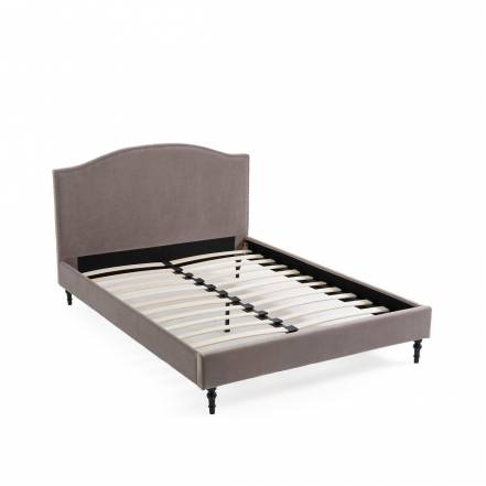 Кровать из велюра с отделкой заклепками с кроватным основанием andante 160 200 laredoute серый 167x105x214 см. фото
