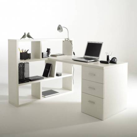 Письменный стол с книжным шкафом двухсторонним f non laredoute белый 119x72x59 см.
