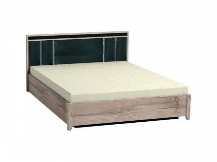 Двуспальная кровать натура гаскон пайн черный, экокожа, 160х200 см, анатомическое основание с подъемным механизмом