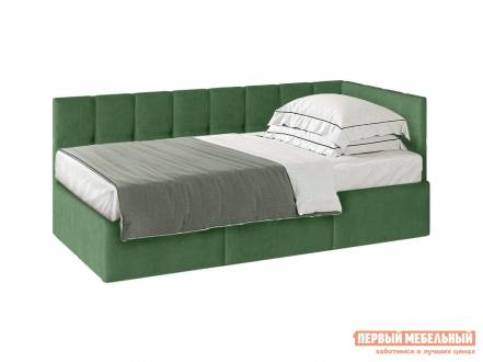 Односпальная кровать оттава пм зеленый, велюр
