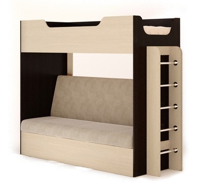 Кровать биг двухъярусная с диваном кр-11 лдсп флок, 800х1900 мм, универсальная