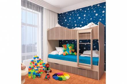 Кровать детская кузя двухъярусная лдсп, 800х2000 мм, универсальная